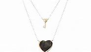 14k Yellow Gold Heart and Key Layered Necklace, 18