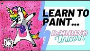 DABBING UNICORN RAINBOW PAINTING // draw and paint step by step for kids