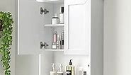 Bathroom Cabinet Wall Mounted Over Toilet Wooden Storage Medicine Cabinet, 23x29 Inch Hanging Wall Cabinet with 2 Doors & Adjustable Shelf, Soft Hinge White
