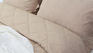 3 Piece Khaki Ruffle Comforter Set King Size, Farmhouse Shabby Chic Quilt Set, Lightweight Vintage Rustic Soft Microfiber Filled Bedding Comforter Set ( 1 Comforter, 2 Pillowcases)