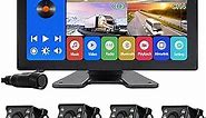 EVERSECU 4K Car Backup Cameras System with 10.1" Touch Screen Quad Display Monitor & 4pcs 1080P Backup AHD Cameras, MP5 Player, Vehicle DVR Recorder for RV/Truck/Bus/Trailer/Camper/Van