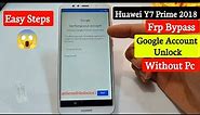 Huawei Y7 Prime 2018 Frp Bypass | Google Account Unlock Without Pc 💯 | Final Method 🔥