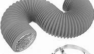 4 Inch 8FT Dryer Vent Hose,Flexible Insulated Air Ducting,Vent Hose PVC Aluminum Foil with 2 Clamps for HVAC Ventilation(Grey)