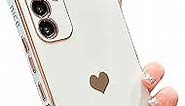 phylla Compatible with Samsung Galaxy A54 5G 6.6" Phone Case Luxury Plating Cute Elegant Love Heart Pattern Cover with Camera Protection Soft Silicone Shockproof Cover Bumper (White)
