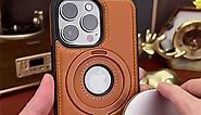 Leather Material with Metal Magnetic Folding Stand Cool Case Cover for iPhone 14 (Brown, for iPhone 14)