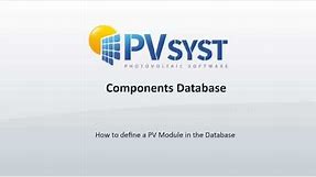 PVsyst 7 - Components Database 001 - PV module