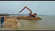 Tata Hitachi EX-600 excavator with long boom long arm vibro ripper for under water braking & bucket