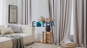 EMEMA 100% Blackout Curtains, Linen Curtains 84 Inches Long, Curtains for Living Room, Rod Pocket and Back Tab Window Drapes for Bedroom, 52x84 Inch, Beige, 2 Panels