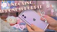 Aesthetic unboxing Iphone 11 purple 128gb/ eng&ru subtitles