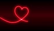 Premium stock video - Animation of a red neon light forming a heart and writing the word love on a black background