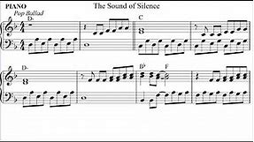 THE SOUND OF SILENCE Piano Sheet Music / Chords / Look Ahead, Read Ahead format / Play Along
