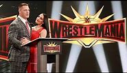 John Cena shares a kiss with Nikki Bella during WrestleMania 35 press conference