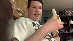 13 yr old boy eating a banana 🍌