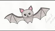 How to Draw a Cute Cartoon Bat Easy Step by Step - Halloween Drawings