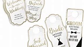 Lillian Rose White and Gold Wedding Door Hangers for Bride, Groom, and Guests, 0.1, Clear
