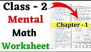 Mental Maths Worksheet for Class 2| Grade 2 Mental Maths | Class 2 Math Worksheet| Class 2 Worksheet