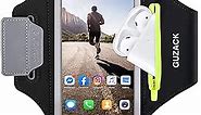 GUZACK Running Armband for iPhone 15 14 13 12 11 Pro Max/14 Plus/XR/XS/X, Galaxy S23/S22/S21, with Airpods Pouch Card Slot & Key Pockets, Sports Arm Bands Cell Phone Holder Fit Up to 6.9 Inches Phone
