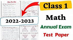 Class 1 Math Final Exam Question Paper | Math Worksheet for Class1| Class 1 Math Question Paper 2023