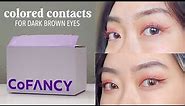 cofancy colored contact lenses review 🌈 ‧₊˚ try on haul for dark brown eyes