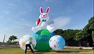 Giant Easter Inflatables Outdoor Decorations 20FT Inflatable Bunny with 3 Eggs & One Powerful Blower Blow Up Easter Bunny Perfect for Outdoor Yard Decorations Business Decor