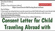 Consent Letter for Child Traveling Abroad with Parent - Travel Consent Letter for Child