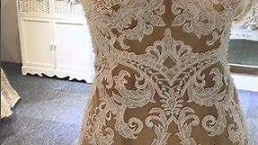 NS3625 Amanda Novias Mermaid lace wedding dress champagne @amandanovias