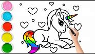 How to Draw a Cute Rainbow Unicorn 🦄 for Kids | Easy Unicorn Drawing, Satisfying Magical Rainbow Art