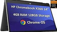 HP Chromebook X360 14b 14/inch HD 2-in-1 Touchscreen(Intel Celeron N4500,4GB RAM,128GB Storage(64GB eMMC + 64GB SD Card),Webcam)Home&Education Laptop,13.5-Hr Battery Life,IST SD Card,Chrome OS Silver
