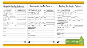 Continue the Number Patterns Differentiated Worksheets