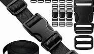 Buckles Straps Set 1 inch: 10 pack Side Release Plastic Buckle + 12 yard Nylon Webbing Strap + 20 pcs Tri-glide Slide Clip, Heavy Duty Quick Snap Fastener Dual Adjustable No Sewing Required