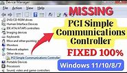 PCI simple communications controller driver missing windows 10