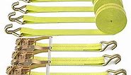 Ratchet Tie Down Strap - 4 Pack 2" x 27' Heavy Duty Ratchet Straps with Aluminum Handle, Cargo Straps for Moving Appliances, Lawn Equipment, Motorcycle in a Truck