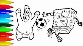 SpongeBob Patrick Football Coloring Pages | Colouring Pages for Kids with Colored Markers