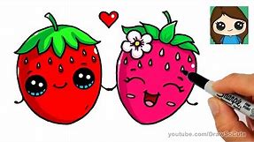 How to Draw a Strawberry Easy - Cute Fruit