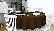 FOLINS&HOME Brown Round Tablecloth 48 Inch Waterproof Heavy Duty Wrinkle Free Polyester Fabric Circle Table Cloth Spillproof Washable Wipeable Circular Table Cover for Party, Banquet, Wedding, Dining