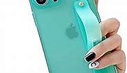 siduater Strap Holder Case for 6.1" iPhone 13 PRO with Kickstand, Clear Soft TPU Protective Shockproof Bumper Rugged Cover, Adjustable Finger Grip Loop for iPhone 13 Pro 6.1 Inch, Green