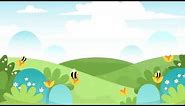 4K Animated Spring Landscape Background | Flying bee | Beautiful Scenery loop animation