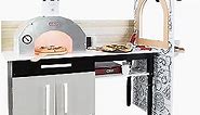 Little Tikes Real Wood Pizza Restaurant Wooden Play Kitchen Cook and Serve with Realistic Lights Sounds and Dual-Sided, 20+ Accessories Set, Gift for Kids, Large Toy for Girls & Boys Ages 3+