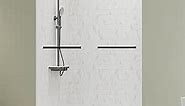 DELAVIN 44"-48"W x 75"H Frameless Shower Door, Double Sliding Shower Door, 5/16"(8mm) Clear Tempered Glass, Noiseless Shatterproof Shower Door with Square Rail, Stainless Steel, Aluminum, Matte Black