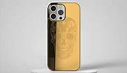 Gold-Plated Designed for iPhone Case - Anti-Scratch Shockproof Protective Phone Cases - Sleek Premium Touch - Stylish and Luxury - iPhone 11, 12, 13, 14 Pro and Pro max (14 Pro Max Skull 2)