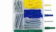 T.K.Excellent Plastic Self Drilling Drywall Ribbed Anchors with Phillips Pan Head Self Tapping Screws Assortment Kit,66 Pieces