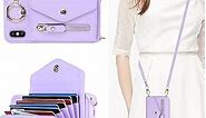 SailorTech iPhone Xs Max Case with Zipper Card Holders and Strap for Women, iPhone Xs max Phone Case Wallet Compatible PU Leather Button Flip Shockproof Wallet Case for iPhone Xs Max-Purple