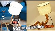 Robot Shaped Living Room E27 Flexible Wooden Base LED Table Lamp
