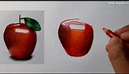 🍎Como dibujar una manzana realista? HD🍎 How to draw a realistic apple?