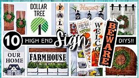 BEST TOP 10 DOLLAR TREE SIGN DIYs | HIGH END Decor | AMAZING Wall Decor from $1 Boards | MUST TRY!!