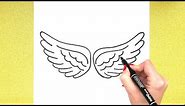 How to Draw Angel Wings: Angel Wings Drawing 👼|SIMPLE| Step by step drawing | Super Easy Drawing