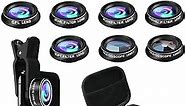 Phone Camera Lens Kit, 11 in 1 Cellphone Lens Kit for iPhone and Android, 0.63X Wide Angle+15X Macro+ 198°Fisheye+Telephoto+CPL/Flow/Radial/Star/Soft Filter+Kaleidoscope Lens