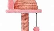 PETEPELA Cat Scratching Post, Pink Cat Scratcher Tree, Flamingos Natural Sisal Cat Scratch Post with Interactive Toy Ball and Extra Replacement Sisal Scratching Pole for Kittens and Small Cats,Pink