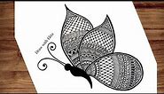 Butterfly Mandala Art for Beginners | Step by Step | Mandala Drawing | Zen tangle Art | Doodle Art