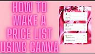 How to Make a Price List using Canva